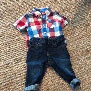 Peek baby jeans and button up